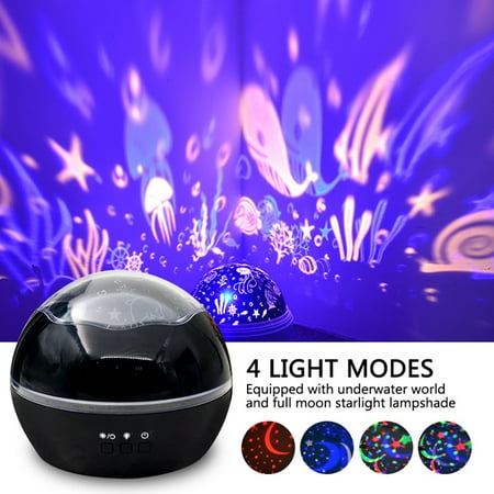 

Starry Night Light Ananbros for Kids 360-Degree Rotating Sea World Night Projector Desk Lamp 4 LEDs 8 Colors Changing with USB Cable Best for Children Baby Bedroom and Party Decorations