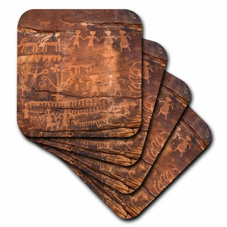 - 3dRose USA, Southwest, Indian Petroglyphs on Sandstone. - Ceramic Tile Coasters, set of 4