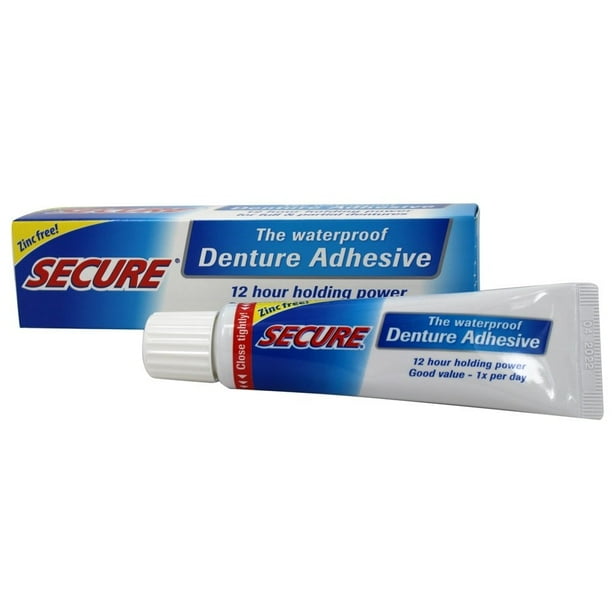 Secure Denture Adhesive Waterproof Zinc Free 1.4 oz. Formerly
