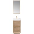 thumbnail image 2 of Huesca 18" Single Sink Bathroom Vanity Natural Oak Wood White Top With Mirror, 2 of 10