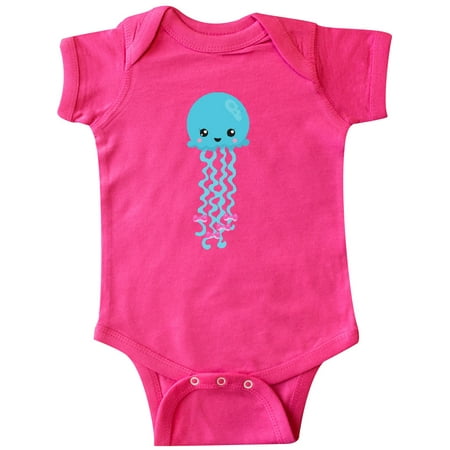 

Inktastic Blue Jellyfish Cute Jellyfish With Pink Ribbons Gift Baby Girl Bodysuit