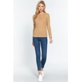 thumbnail image 2 of Saronite Basic Ribbed Knit Cotton Long Sleeve Henley Thermal Top, Pecan (Women's), 2 of 4