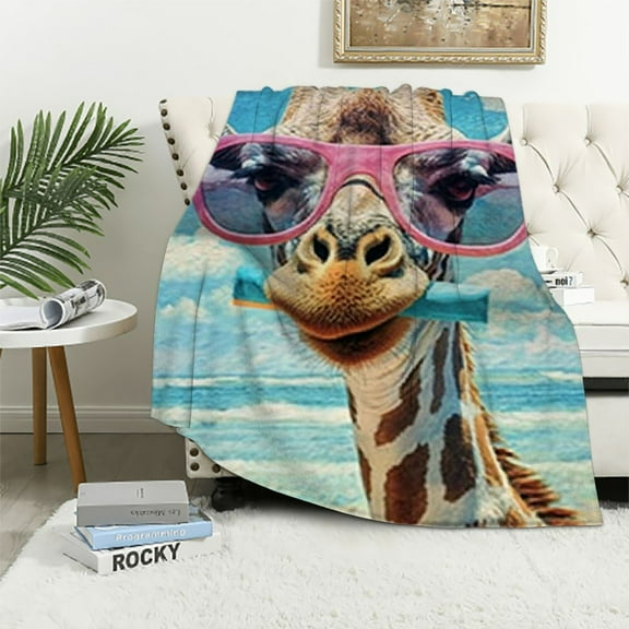 BCIIG Giraffe Fleece Blanket Present for Adults and Kids Family Animal Funny Colorful Giraffe Blanket Super Soft Plush Flannel Throw Blanket for Couch Bed Sofa 40x50in