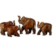 Rastogi Handicrafts Wooden Elephant Family of 4 Elephant Antique Looking Gifts Souvenir Home Decor, Collectible Figurine