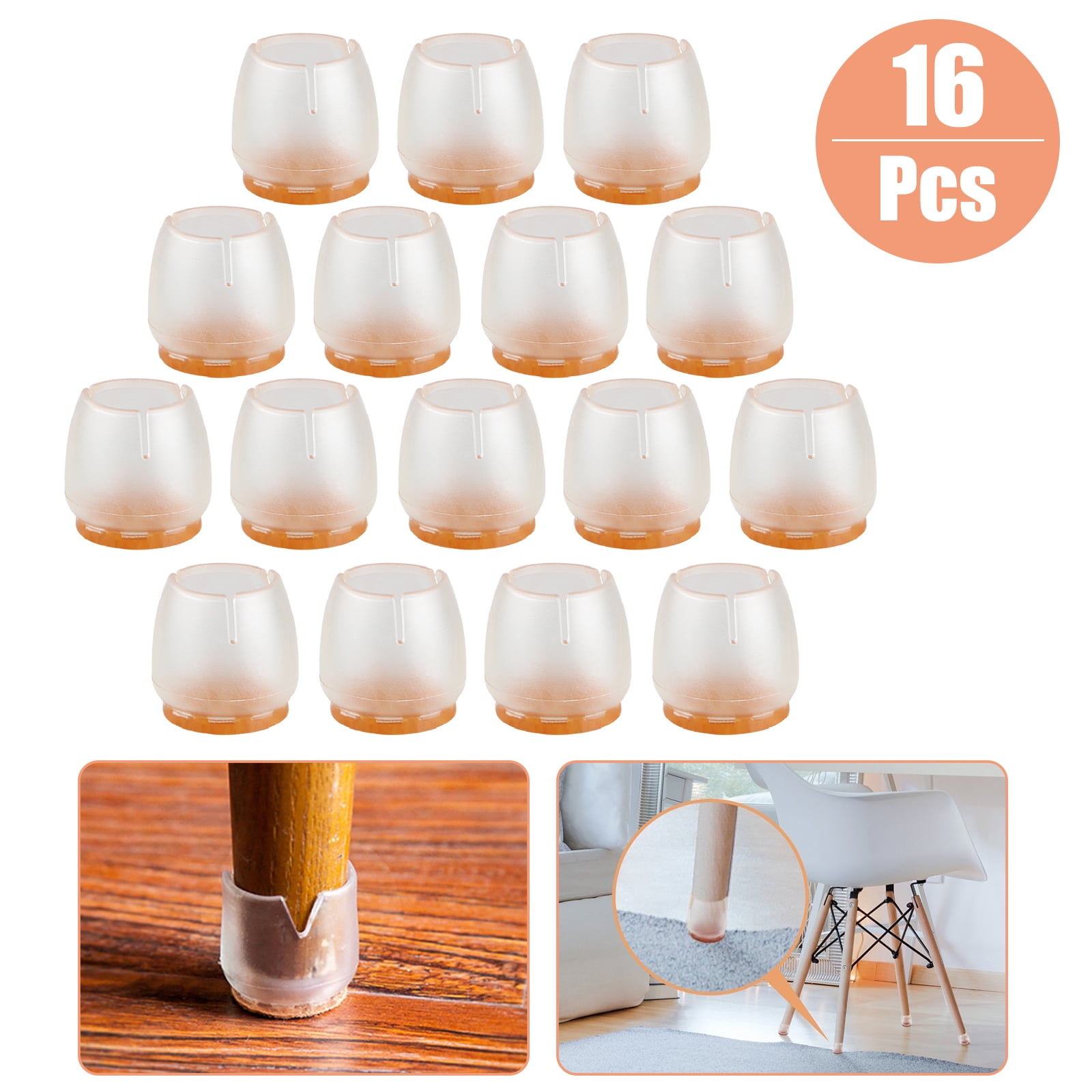 16pcs Furniture Table Cover Square Chair Leg Cap Feet Silicone Protector Pads 