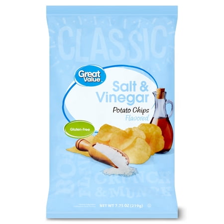 Great Value Salt & Vinegar Potato Chips, 7.75 oz
