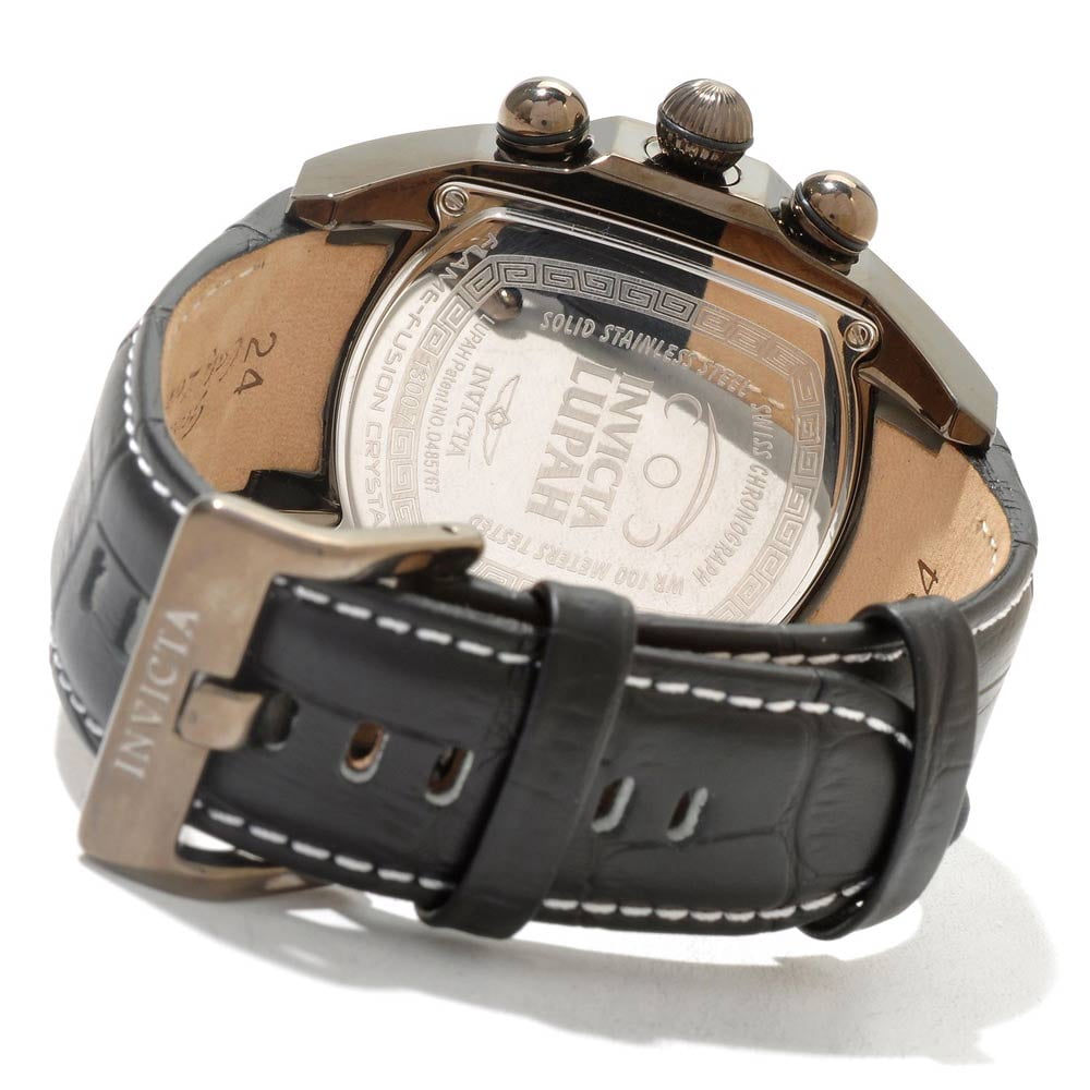 Invicta Men's 13007 Lupah Chronograph Blue Dial Leather Strap Gunmetal Steel Watch