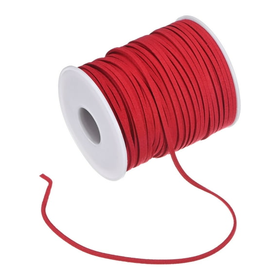 Uxcell Faux Suede Leather Cord, 50 Yards 2.6mm Flat Suede Leather Lace, Faux Leather Cord, Suede Cord for Jewelry Making [Red]