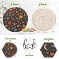 thumbnail image 4 of Yayeee 6 PCS Drink Coasters with Holder Set Woven Absorbent Round Tabletop Hot Pad, Moon Pattern, 4 of 7