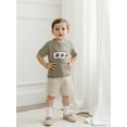 thumbnail image 5 of BemeyourBBs Baby Summer Outfits Football Short Sleeve T-Shirts Plaid Shorts, 5 of 9