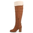 thumbnail image 3 of Journee Womens Alyza Buckle Detail Over-the-Knee Inside Zipper Almond Toe Comfort Sherpa Boots, 3 of 11