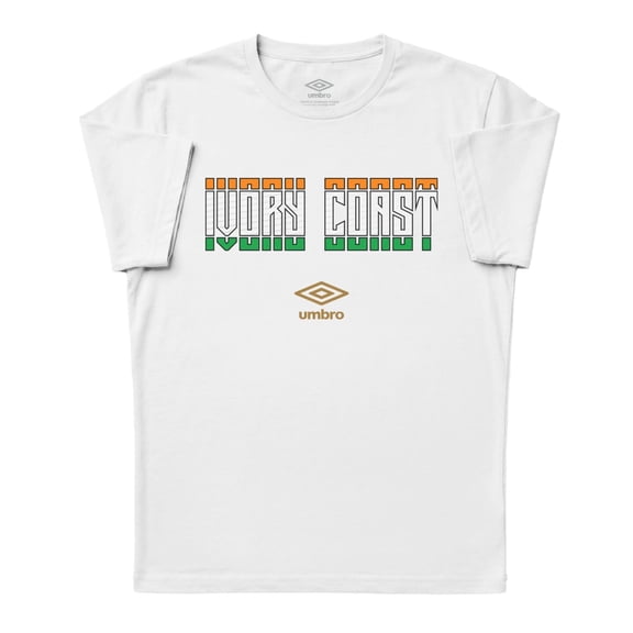 Umbro Men's Cote d'Ivoire Stacked Soccer T Shirt (White, S-XXXL)