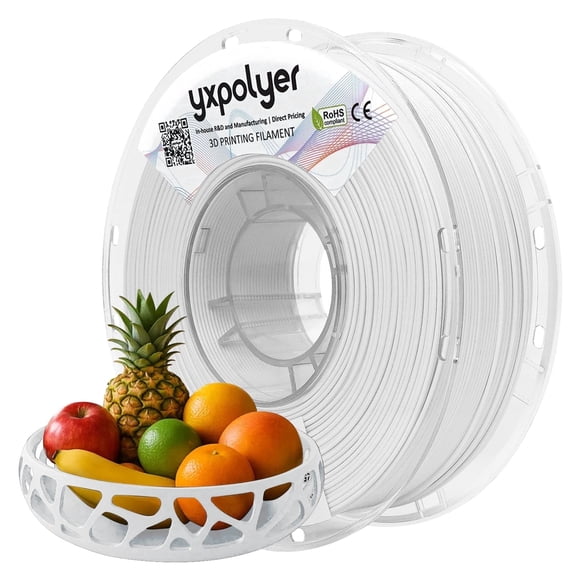 YXPOLYER PLA Filament Food Grade 1.75mm 1kg for 3D Printing, PLA  White 3D Printer Filament AMS-Compatible