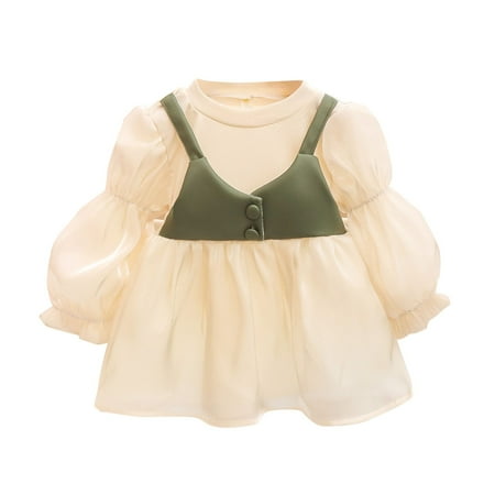 

Qufokar Summer Dress for Girls Toddler Wedding Dresses Small And Medium Sized Girls Fashion Cute Sweet Dress Long Sleeved A Line Princess Dress Kids Long Sleeve Shirt