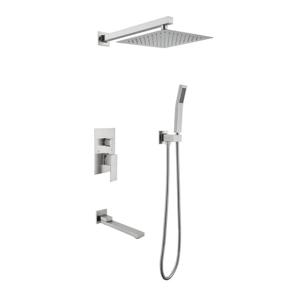 16 Inch Bathroom Rain Shower System Set Wall Mount, with Handheld Shower Head and Tub Spout