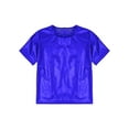 thumbnail image 6 of Manyakai Kids Girls Boys Shiny Metallic T-Shirt Short Sleeves Hip Hop Jazz Dance Performance Tees Royal Blue 130, 6 of 7