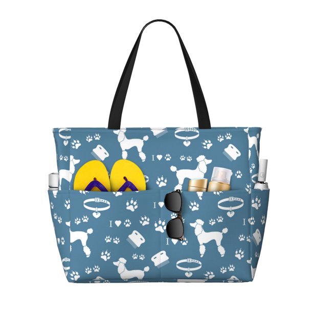 Easygdp Poodle Dog Bolsa de Viaje de Playa de Gran Capacidad, Bolsa Tote Perfecta para la Playa, Escapadas de Fin de Semana y Viajes