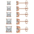 thumbnail image 2 of GEMSME 18K Rose Gold Plated Princess Cut Clear Cubic Zirconia Stud Earrings Set for Women Men 3mm/4mm/5mm/6mm/7mm, 2 of 6