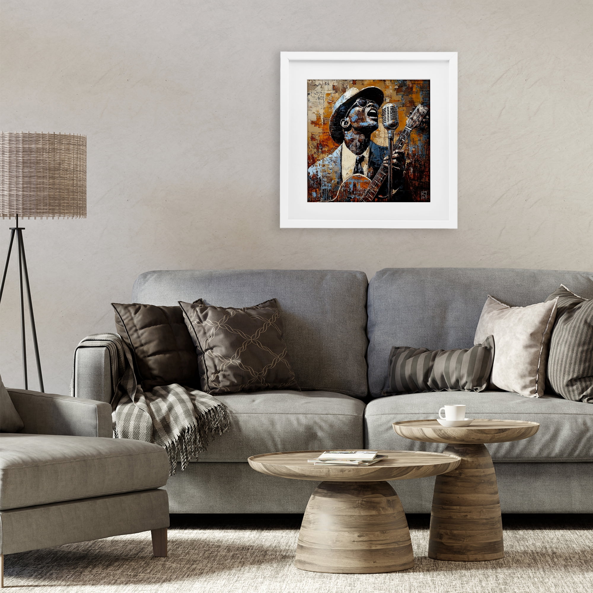 Stupell Industries Passionate Blues Singer White Framed Print Under Glass, design by Sara Culpepper