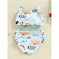 thumbnail image 4 of ZAXARRA Toddler Girl Two Piece Swimsuits, Sleeveless Cartoon Print Knot Back Tops + Bikini Bottom Set, 4 of 8