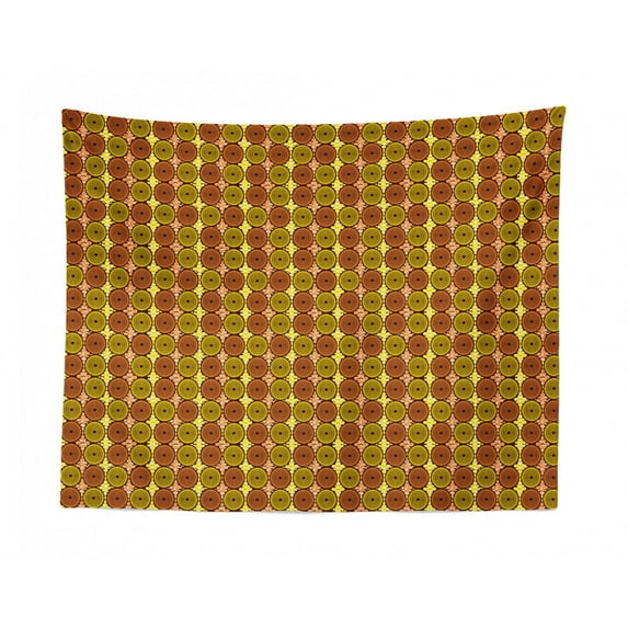 Pastel Tapestry, Print of Diagonally Arranged Squares and Stripes in Monochrome Style, Fabric Wall Hanging Decor for Bedroom Living Room Dorm, 2 Sizes, Dark Peach and Salmon, by Ambesonne