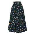 thumbnail image 2 of Women’s High Waist Floral Print Maxi Skirt with Elastic Waistband and Drawstring Bohemian Style A-Line Long Skirt for Casual Wear Dark Blue XL, 2 of 6