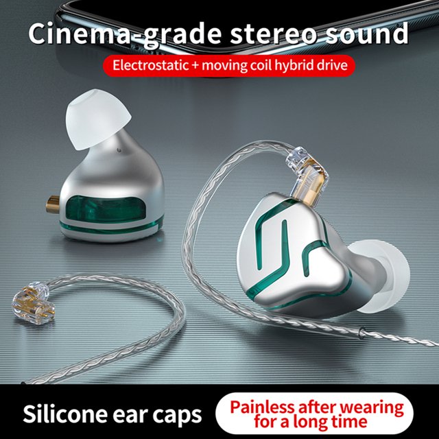 KZ-ZES Wired Earphone In Ear 12mm Electrostatic Dynamic HiFi Earbuds Zinc Alloy Portable Hands-free Headset for Cellphone Tablet with Mic