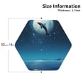 thumbnail image 3 of Fuzoiu Night Sky Moon Dolphin Print Leather Coasters Set,Drink Coasters Set of 6,for Tabletop Protection, Durable PVC Coasters,Home Décor and Housewarming Gift,Hexagon, 3 of 7