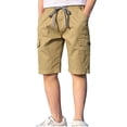 thumbnail image 2 of Afuyipoi Cargo Shorts for Boys Size 10-12,Lightweight Loose Dcord Waist Baggy Shorts Khaki, 2 of 5