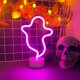 thumbnail image 4 of Letrero de neón con forma de fantasma de Halloween con base, letrero de luz LED, lámpara con forma de pila o alimentado por USB para fiestas, bares o decoración de habitaciones (rosa), 4 of 9