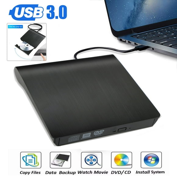 Lecteur Externe de DVD/CD - USB 3.0 USB C DVD/CD Graveur, CD/DVD +/- Rw Lecteur Optique - Slim Portable DVD CD ROM Réécriture Duplicateur Convient pour Ordinateur Portable PC Windows 10/8.1/8/7 MacBook Mac OS Linux