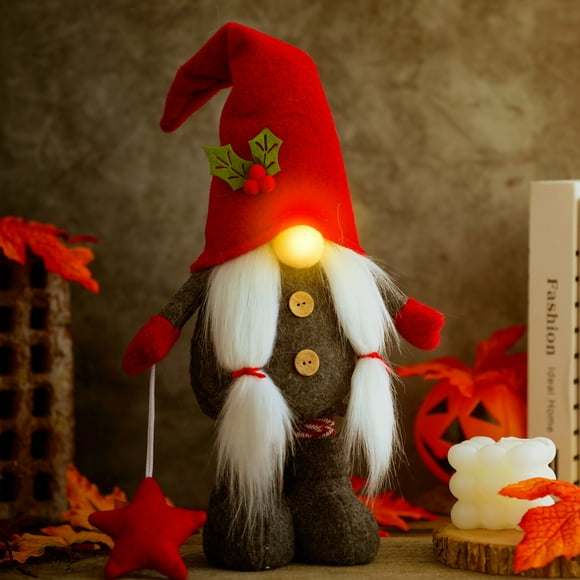 kurtrusly Gnome de Noël Lumineux Télescopique Poupée Sans Visage en Peluche pour Cadeaux de Noël Décoration Salon Cours Fenêtres Ornements