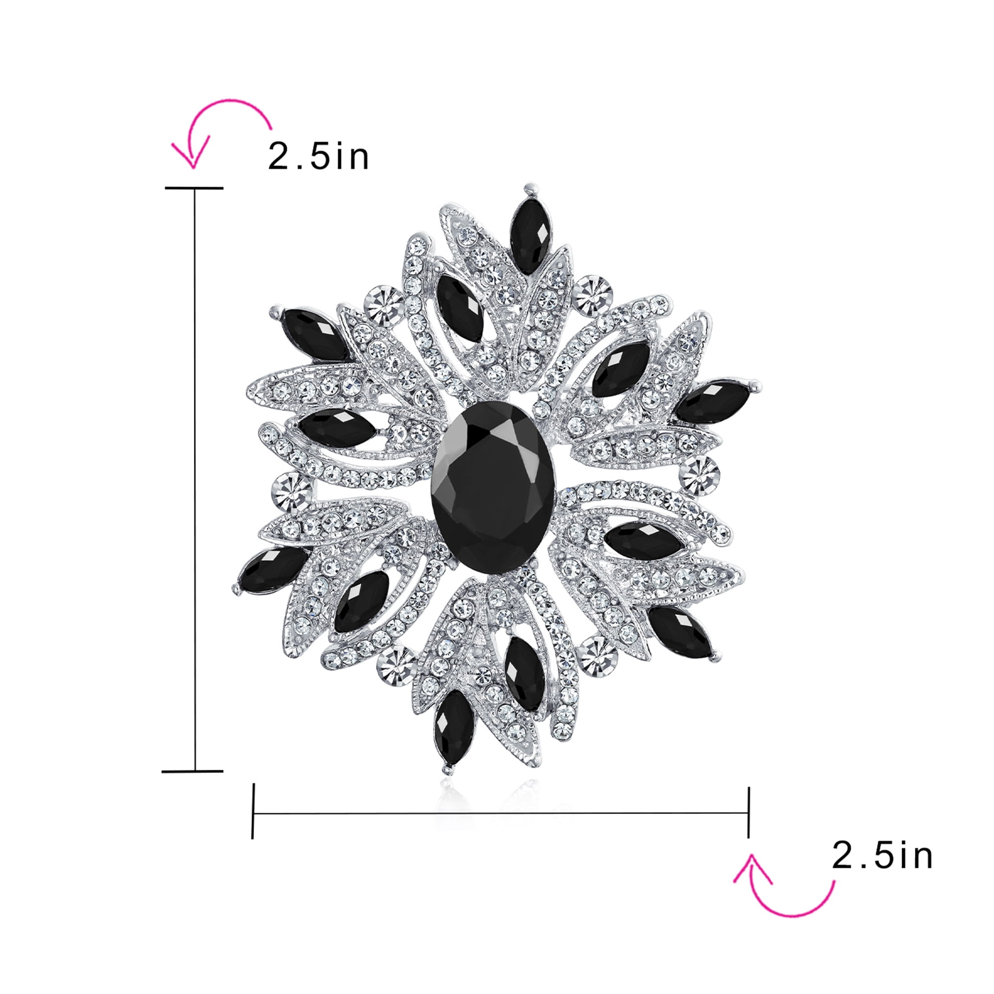 Fashion Large Statement Vintage Style Simulated Gemstone Crystal Scarf Flower Art Deco Brooch Pin For Women