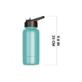 thumbnail image 2 of BluePeak Double Wall Insulated Stainless Steel Water Bottle With Straw - 32 Oz Wide Mouth Flask Thermos With Handle & Extra Lid, Keeps Drink Cold Or Hot For Sports, Hiking, Workout (Aqua), 2 of 5