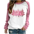 thumbnail image 2 of Jacenvly Womens Plus Size T-Shirts Clearance Crewneck Sweatshirt Trendy Long Sleeve Shirt Skin-Friendly Contrast Color Women'S Printed Top Loose Fitting Sweater Pink, 2 of 3