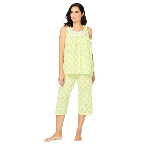 Only Necessities Plus Size Sleeveless Pj Capri Set