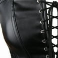 thumbnail image 5 of Abomasnow Women's Punk Faux Leather Corset Retro Steampunk Gothic Bustier with Skirt Sexy See Through Lace Lingerie Halloween Costume on Clearance, 5 of 8