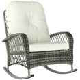 thumbnail image 1 of Outsunny Rattan Rocking Chair with Soft Cushion for Garden, Khaki, 1 of 9