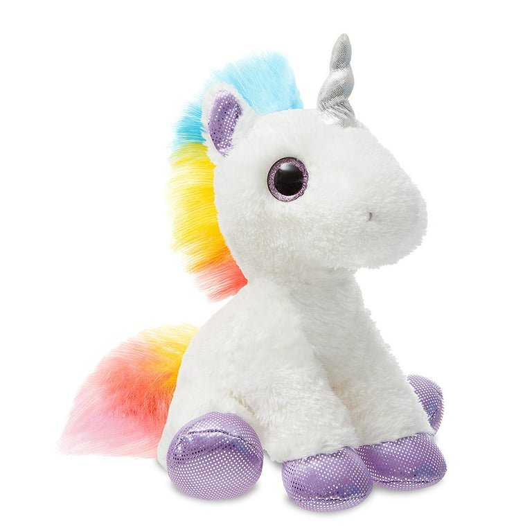 Blue and White Rainbow Unicorn Combo  Mid-Size stuffed animal White 12  Flopsie by Aurora 