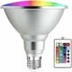 thumbnail image 1 of Foco LED RGB E27 PAR38 de 20 W, resistente al agua, con control remoto por infrarrojos de 24 botones (RGB y blanco frío, clasificación energética A+), 1 of 4