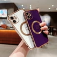 thumbnail image 4 of Compatible with Magsafe Case for iPhone 12,Love Heart Pattern Electroplated Design Soft TPU Shockproof Protective Full Camera Lens Protection Magnetic Case for iPhone 12-Deep Purple, 4 of 12