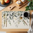thumbnail image 2 of Placemats Set of 4, Green Eucalyptus Woven Placemat, Linen Place Mats for Kitchen/Dining Tables, Farmhouse Weeping Leaves on Linen Washable Table Mats for Party, 2 of 8