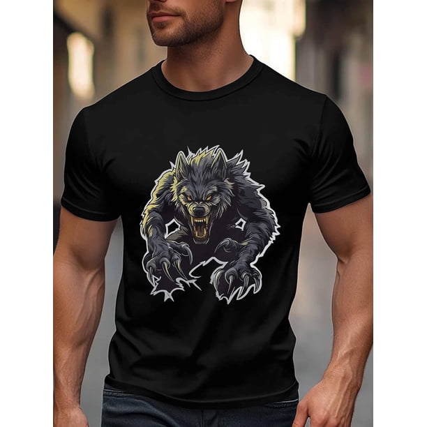 Men's T-Shirt,Short Sleeve Tee Shirt Casual Tops Wolf Monster Crew Neck T Shirts for Men