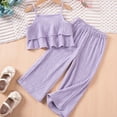 thumbnail image 2 of Mikilon 1-13 Years Girls Summer Fashion Sets Solid Color Tank Top and Elastic Waist Loose Long Pants, 2 of 7