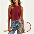 thumbnail image 7 of Gamivast Crop Tops for Women Sleeveless Crew Neck Casual Flowy Muscle Tanks Summer Workout Athletic Shirts Lightweight Loose Fit Comfortable Active Basic Loungewear Wine S, 7 of 7