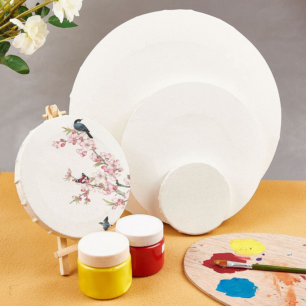 4 Packs Canvas Panel 4 Size Painting Sketchpad Round Sketchpad Drawing Board for Painting Craft Drawing