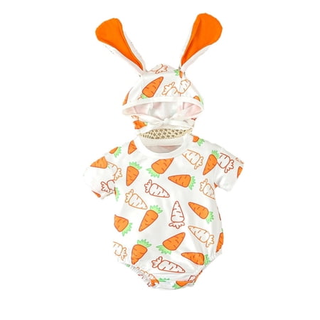 

TFEOQRY Baby Girls Jumpsuit Soft Rompers Beautiful Skirt Hem Comfortable Bodysuit with Headscarf Round Neck Sleeveless Onesie Clothes Orange