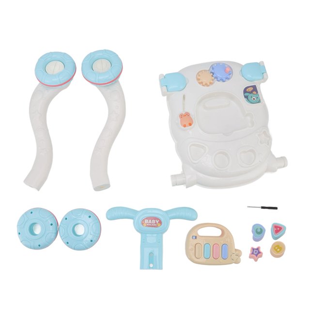 Andador de empuje para bebé, diseño ergonómico, mango ajustable antideslizante, estructura Triangular, juguete para caminar de plástico duradero y seguro para bebé, azul