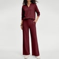 thumbnail image 4 of Women'S 2 Piece V Neck Lounge Set Matching Sweatsuits Lounge Sets For Women Airport Travel Outfits Comfy Athleisure Fall Winter Clothes Wide Leg Palazzo Pants, 4 of 8