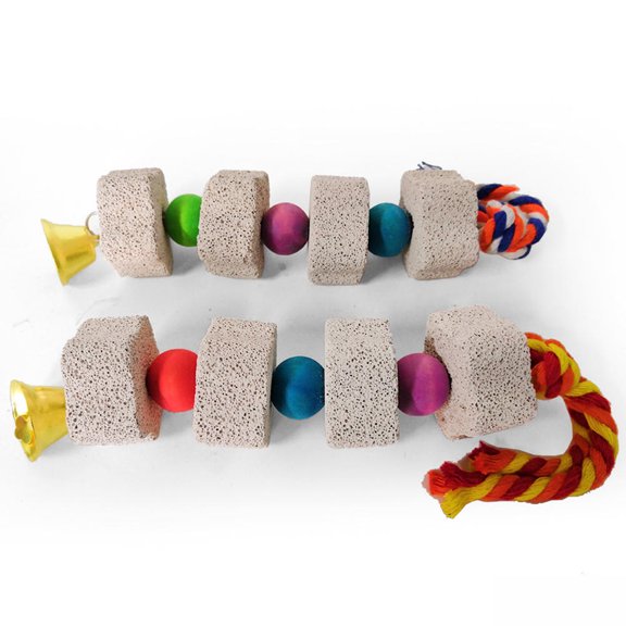 ETEREAUTY Beige Hanging Chewing Stone for Parrots - Bird Accessory for Beak and Entertainment